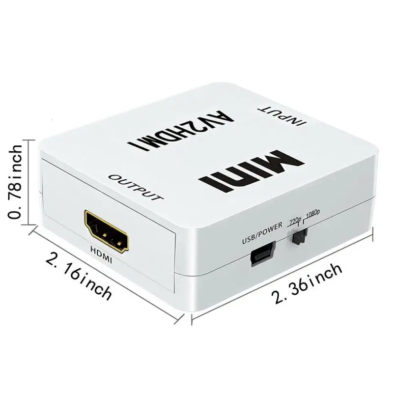  Mini 1080P AV Composito RCA A HDMI Video Converter Adattatore Full HD 720/1080p Per TV HD con il Ca