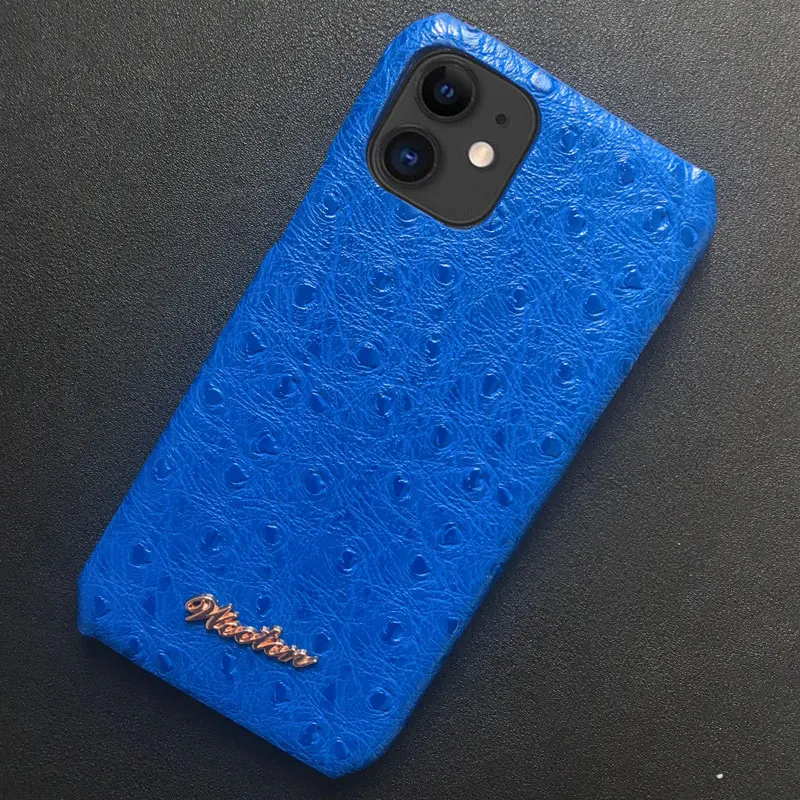 Роскошный чехол из искусственной кожи страуса для iPhone 11 Pro Max XS 7 8 6 6S Plus X XR Жесткий Чехол для Airpods зарядный чехол для наушников s - Цвет: Blue