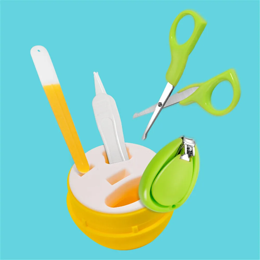Nail Care Set Reusable 4PCS Cute Portable Newborn Baby Kids Solid Nail Clipper FileSet Health Care Accessories