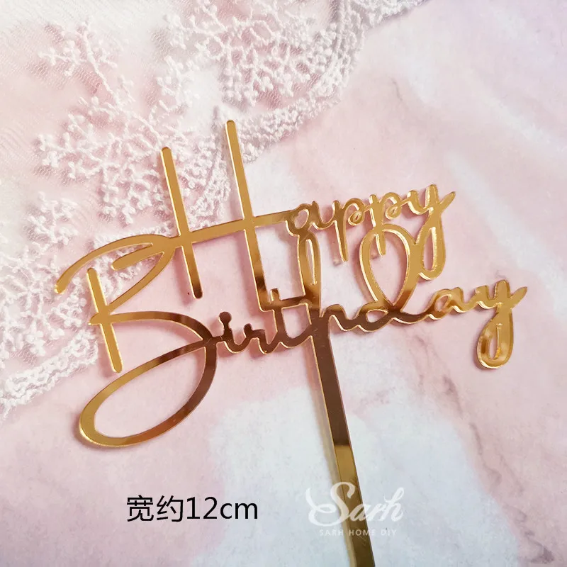 2pc birthday E Благородный Большой Синий Серебряный шар цветок торт Топпер для детского душа день рождения Декор юбилей выпечки Десерт поставки Любовь Подарки - Цвет: 2pc birthday E
