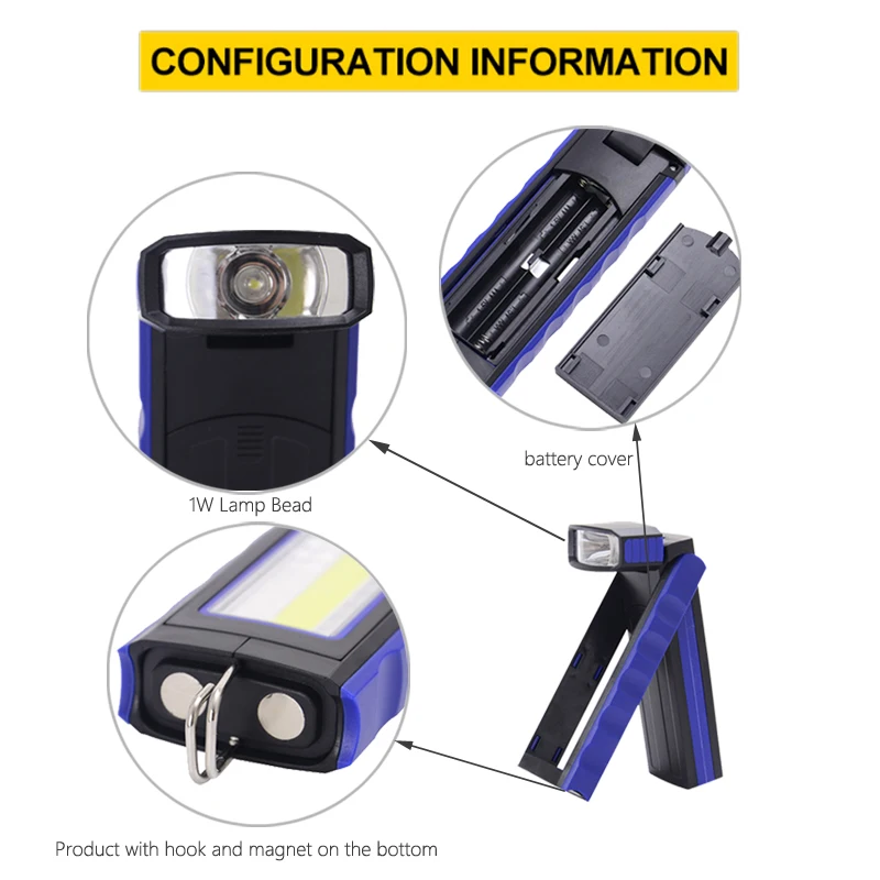 Светодиодный светильник с двойным магнитом на крючке аварийный для палатки