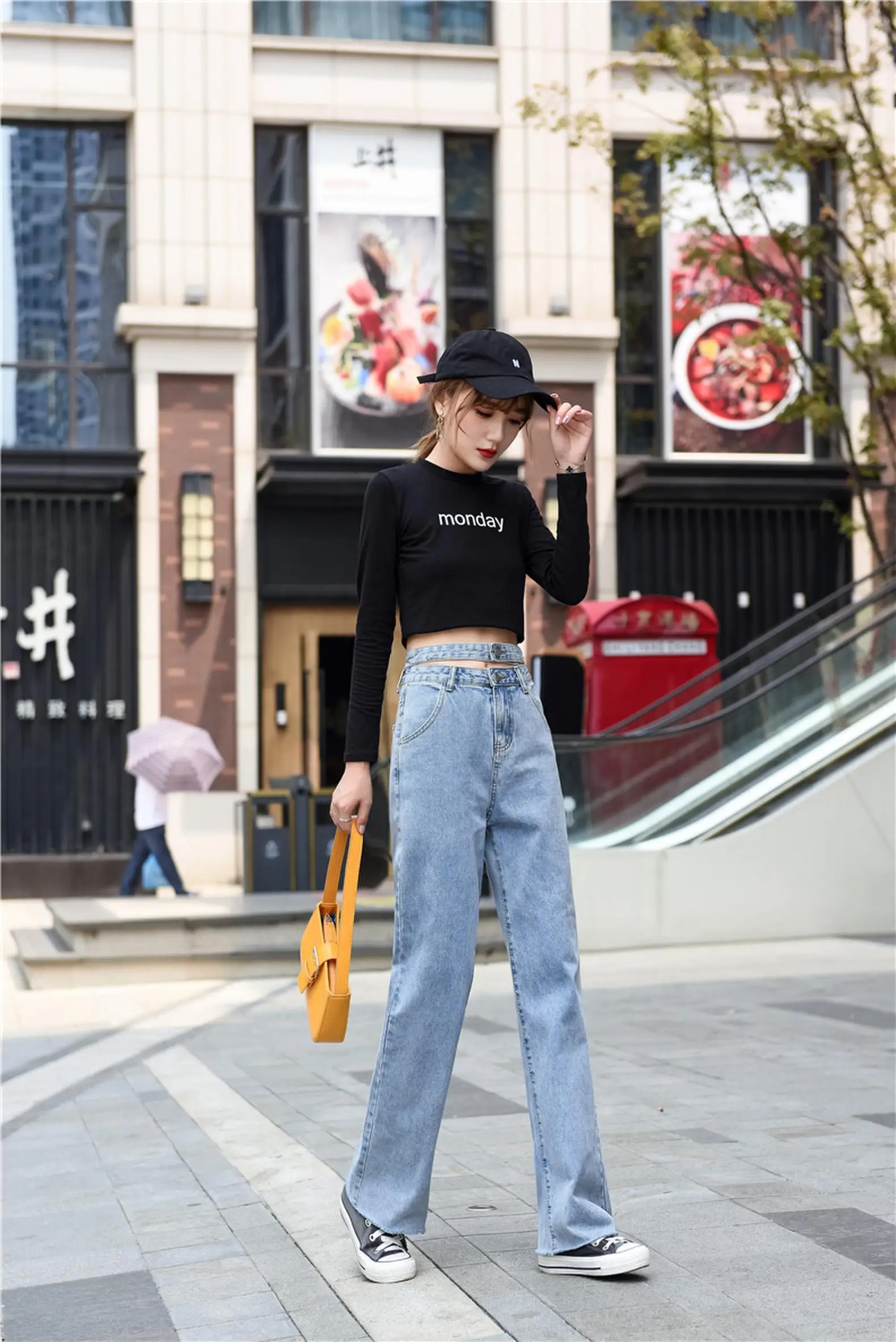 Джинсы женские свободные с высокой талией для отдыха Длинные широкие джинсы универсальные простой в Корейском стиле женские модные Harajuku Повседневный шик