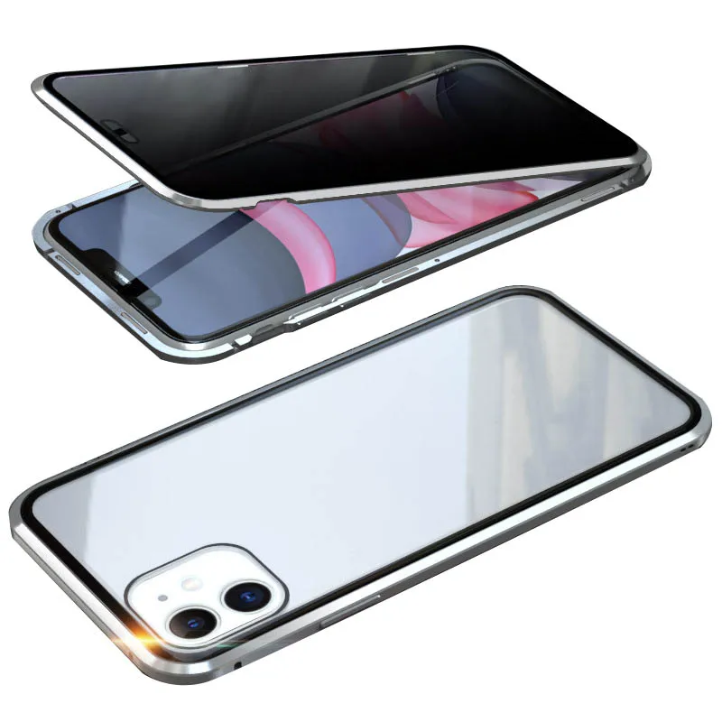 Конфиденциальный Магнитный стеклянный чехол для телефона, анти-Открытый протектор экрана для iPhone 11 Pro Max 6 7 8 Plus X XS XR, Магнитный чехол-крышка