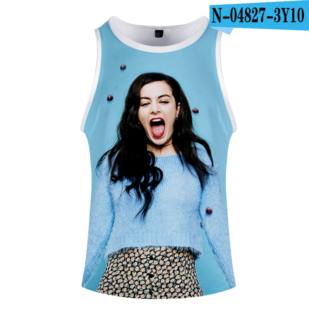 ONE Charli XCX пуловер Графический большой размер свободные модные Harajuku женские топы на бретелях 3D принт хип хоп без рукавов Повседневная пара футболка - Цвет: ONE
