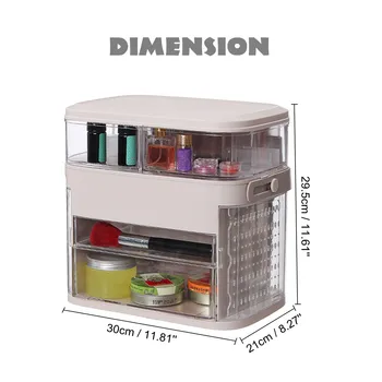 

New 2 Colors Large Drawer Cosmetic Storage Box Household Desktop Turnable Jewelry Finishing Box Drawer Dressing Table Skin Care