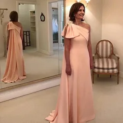 Long Elegant Mother of the Bride Dresses Plus Size 2021 Sexy One Shoulder Simple Satin Formal Women Prom Evening Gowns