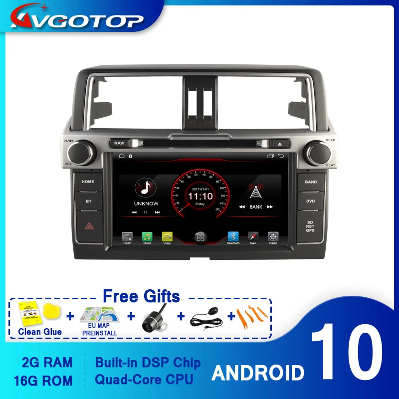 AVGOTOP Android 10 WINCE Bluetooth GPS автомобильный Радио dvd плеер для TOYOTA PRADO 2014 2G 16G