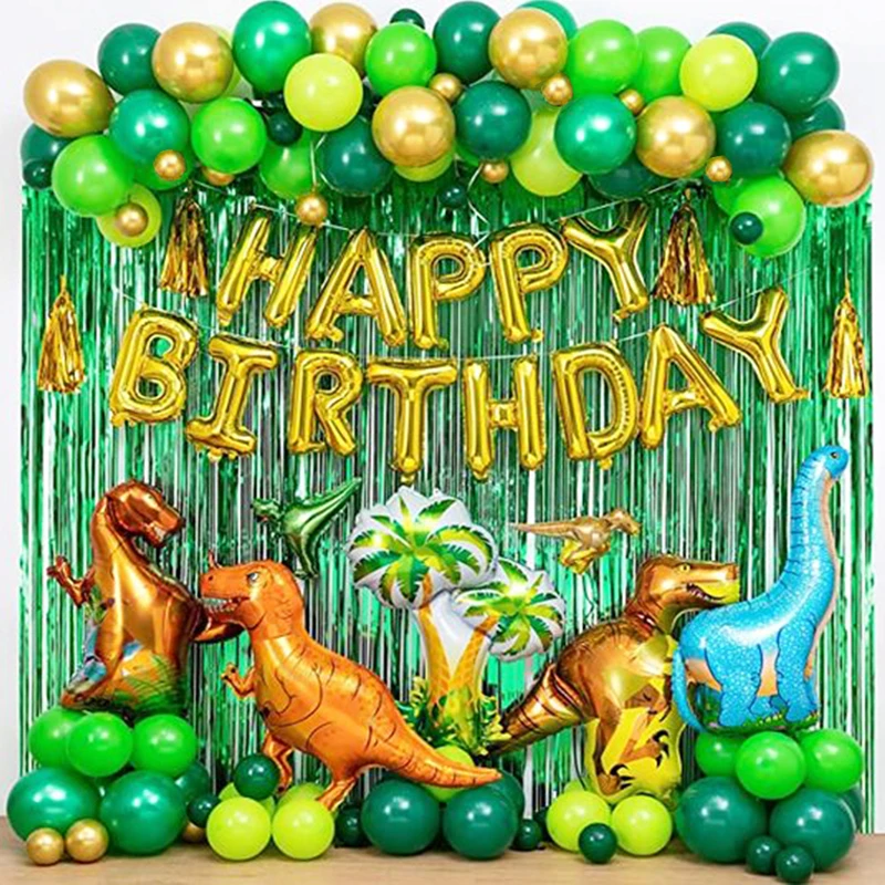 Globos de aluminio de dinosaurio para niños, Kit de arco de guirnalda,  decoraciones para fiesta de cumpleaños, cortinas de aluminio, recuerdo de  fiesta temática de dinosaurios, 97 Uds.|Globos y accesorios| - AliExpress
