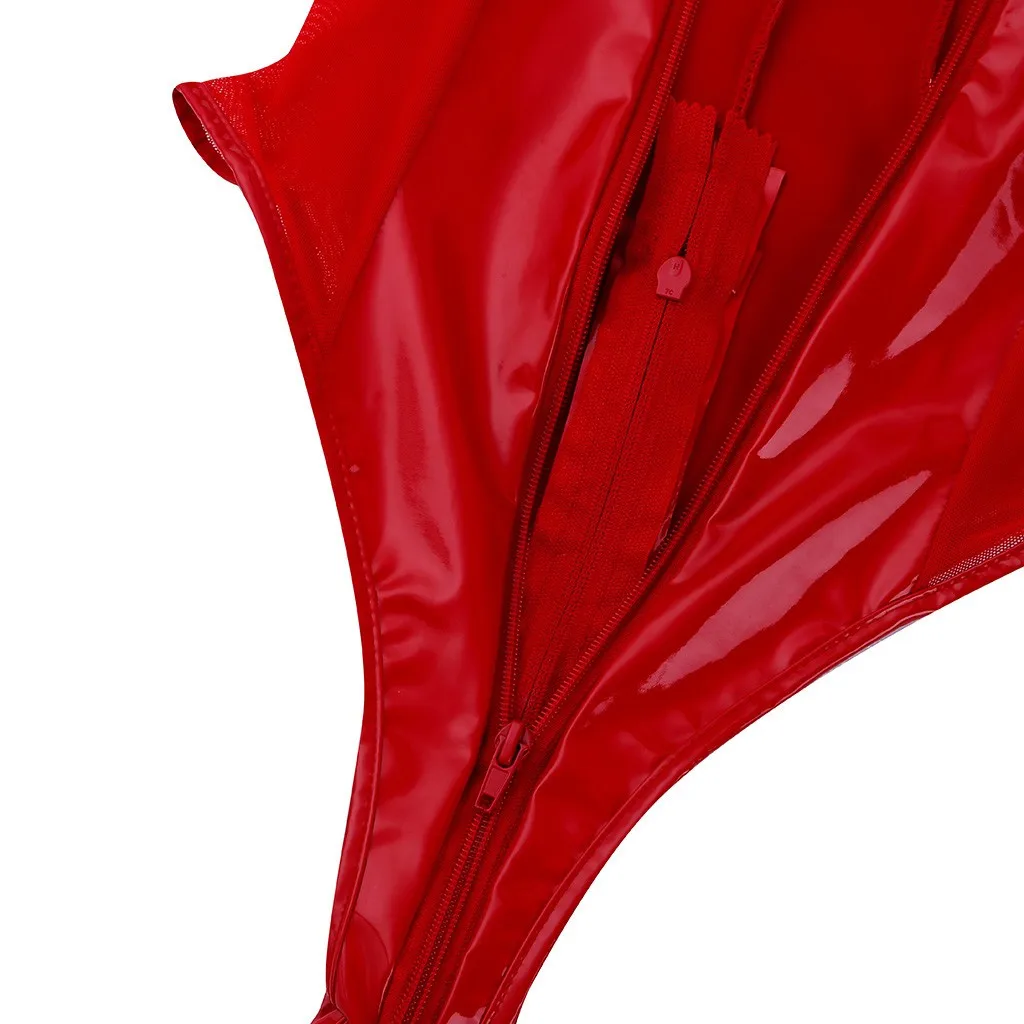 Patent Leather Sexy Bodysuit Women Zipper Jumpsuits High Cut Bodysuits Thong Sexy body mujer Night Clubwear Woman Clothes