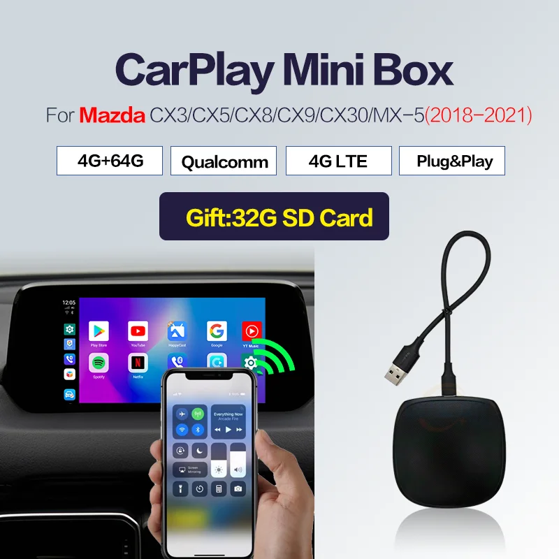 Car Smart Carplay Android Box Car Multimedia Play Ai 9.0 Box Wireless