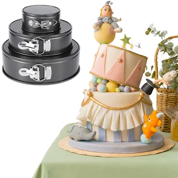 

Newly 3 Pcs 4/7/9 Inch Non-stick Round Cake Pan Set Leakproof Bakeware Cheesecake Baking Removable Bottom CLA88