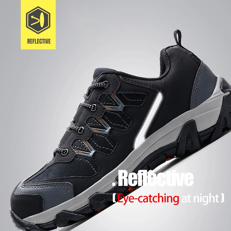 LARNMERN/Мужская Рабочая защитная обувь со стальным носком; уличные кроссовки; дышащая защитная обувь со светоотражающими элементами