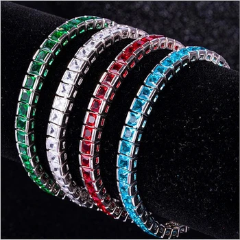 

New square gem ladies party boutique AAA cubic zirconia shiny bracelet jewelry