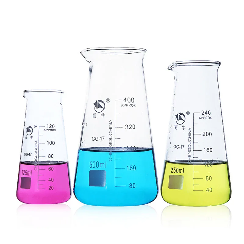 

3 шт./компл. треугольная стеклянная чашка из боросиликатного стекла лабораторная коническая чашка с весами чашка для молока