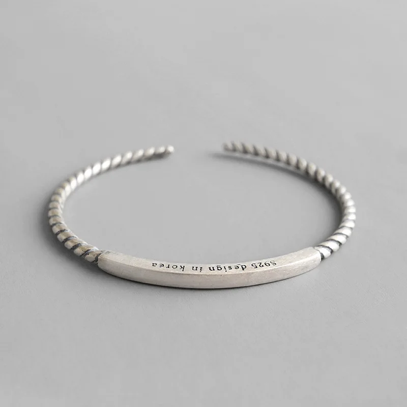 

Open Bracciale Pure 925 Silver Twisted Rope Square Tube Bracelets Bangles For Women Bijoux Argent 925 MassifÂ Pour Femme
