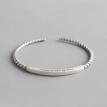 

Open Bracciale Pure 925 Silver Twisted Rope Square Tube Bracelets Bangles For Women Bijoux Argent 925 Massif Pour Femme