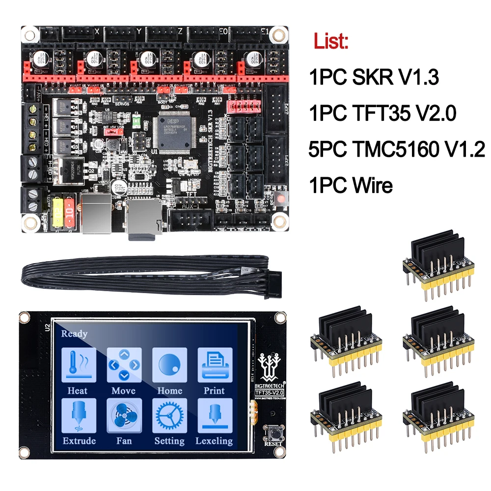 BIGTREETECH SKR V1.3 плата управления наборы 32 бит+ TMC5160 V1.2+ TFT35 V2.0 сенсорный экран части 3d принтера vs MKS GEN L tmc2130 Skr pro