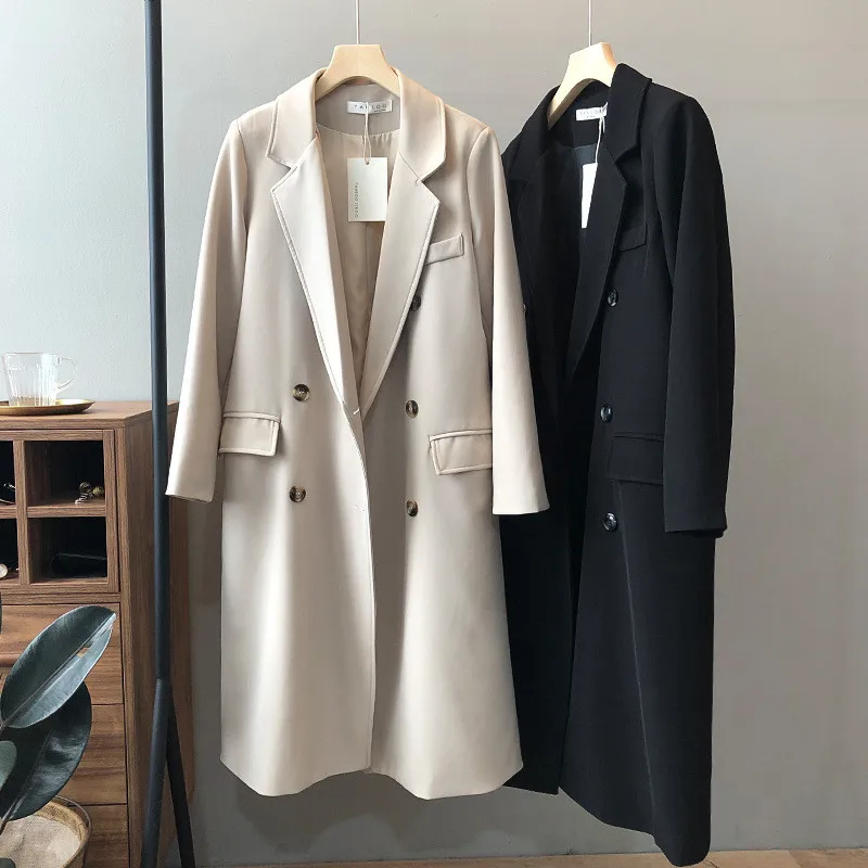 Autumn Women Woolen Coat 2020 Turn Down Collar Double Breasted Long Wool Coat Camel Women Warm Coat Casaco Feminino (19)