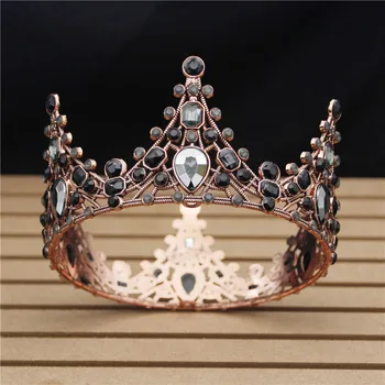 

Baroque Black Crystal Bridal Crown Tiaras For Women Rhinestone Girls Party Cake Tiaras Bride Wedding Hair Jewelry
