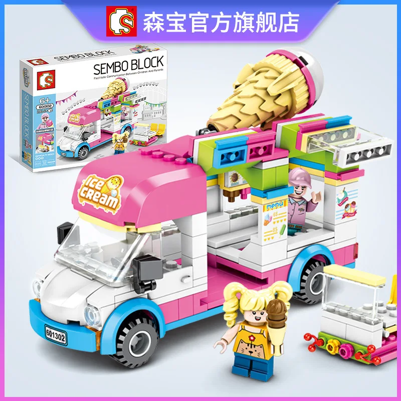 

Sembo 601302 City Series Street View Ice Cream Car Creative Colorful Educational DIY Building Blocks toy for Kids Children Gifts