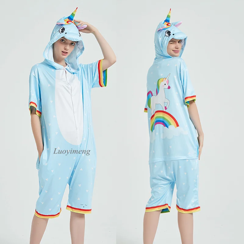 Summer Kids Pajamas Kigurumi Onesie Unicorn Sleepwear For Children Licorne Jumpsuits Animal Fox Blanket Sleepers Baby Costumes