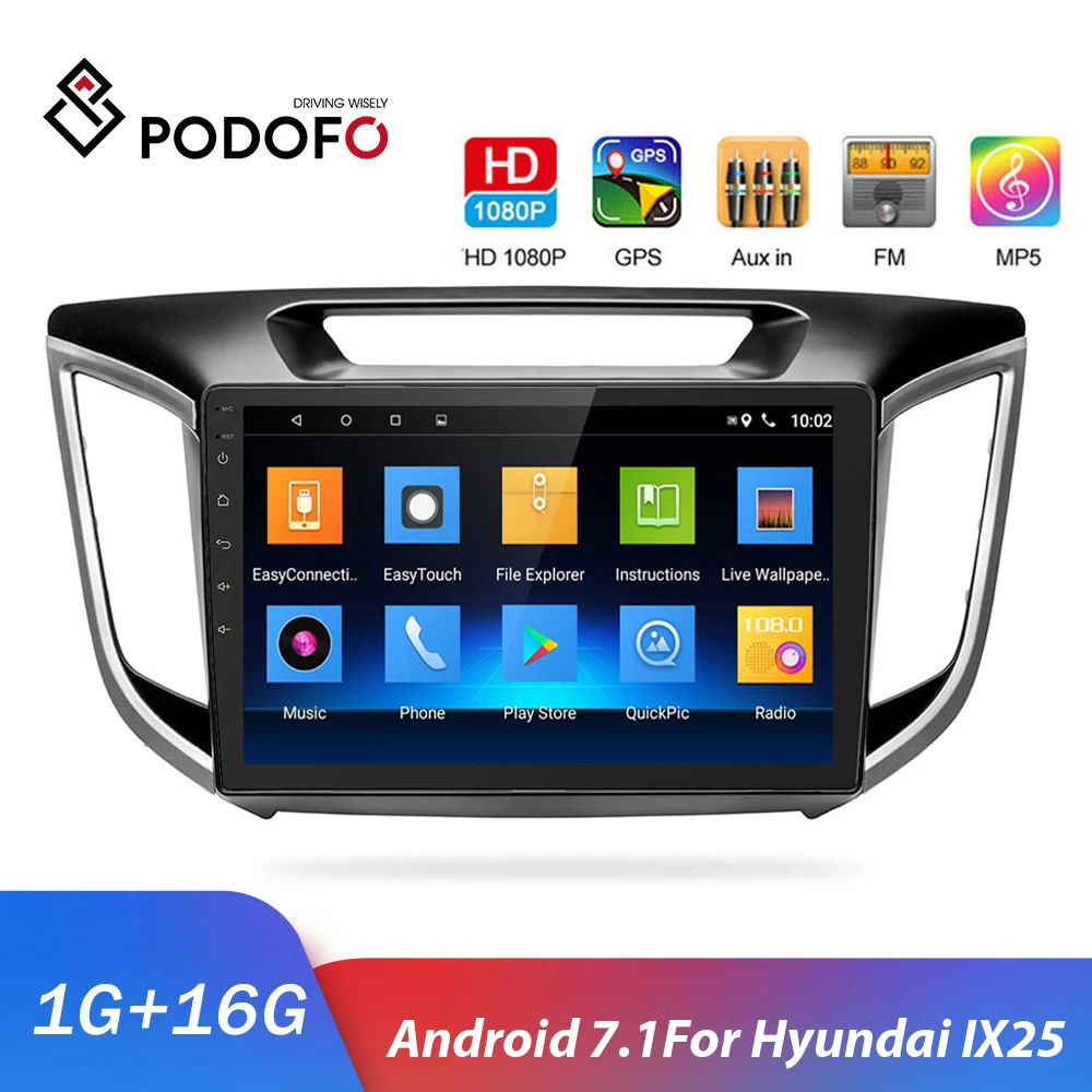 Автомагнитола Podofo мультимедийный видеоплеер 2 din на платформе Android 7 1 с GPS Wi-Fi