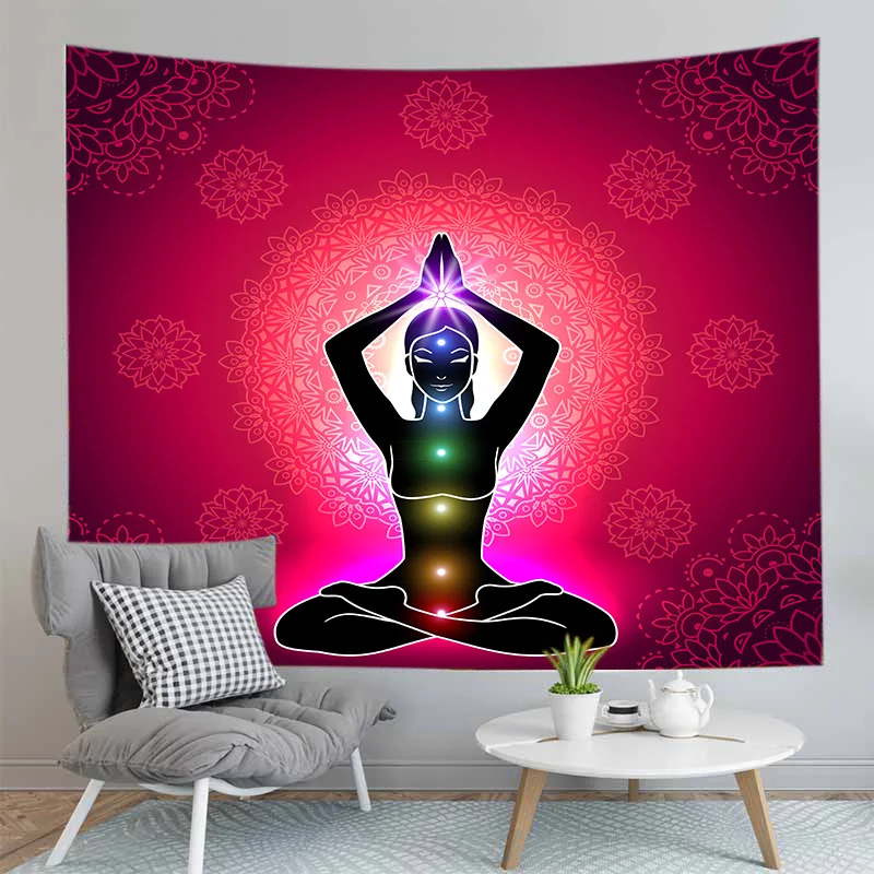 Indian Buddha Statue MeditationTapestry Wall Hanging Mandala Tapestries Wall Cloth Yoga Carpet Boho Decor - Цвет: GT199