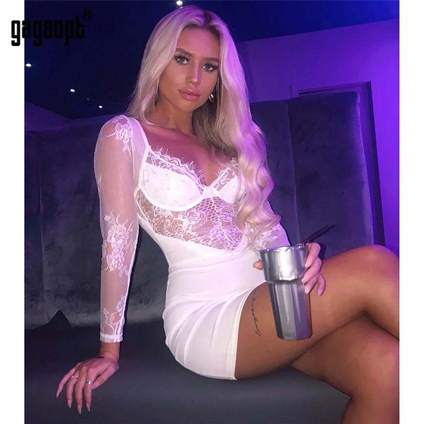 Женское кружевное вечернее платье Gagaopt черное с цветочной вышивкой Клубное