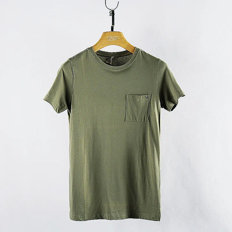 

Men's Youth Short Sleeve Round Neck Half Sleeve Shirt Summer Solid Color Slim Combed Cotton Short Sleeve T-Shirt