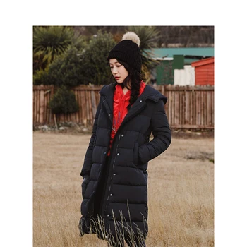 

INMAN Ladies Winter Fashion Hooded Long Thick Warm Down Jacket Female Leather Loose Coat