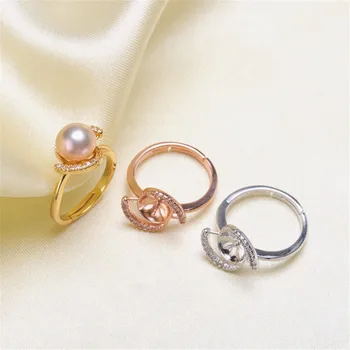 

Beautiful Band Jewelry Promise Ring Hollow Leaves & Pearl Rings Accessories 925 Silver Fashion Jewelry CZ Crystal Accessories