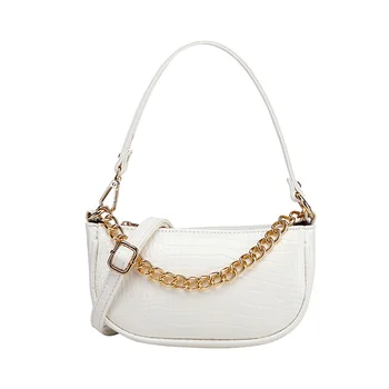

Women Crocodile Print Shoulder Bag Adjustable Strap Chain Handle Handbag Fashion Shell Shape Crossbody