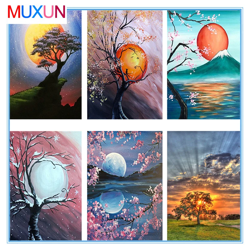 

Full 3D Diamond Painting Cross Stitch 5D Diamond Embroidery Landscape Tree Rhinestone Mosaic Diamond Art Home Decoration Ep195