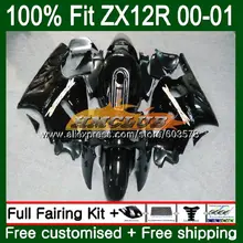 Подходит для литья под давлением для KAWASAKI ZX 1200 1200CC ZX12R 00 01 112CL. 47 ZX1200 ZX 12 R 12R ZX-12R 2000 2001 глянцевый черный обтекатель oem