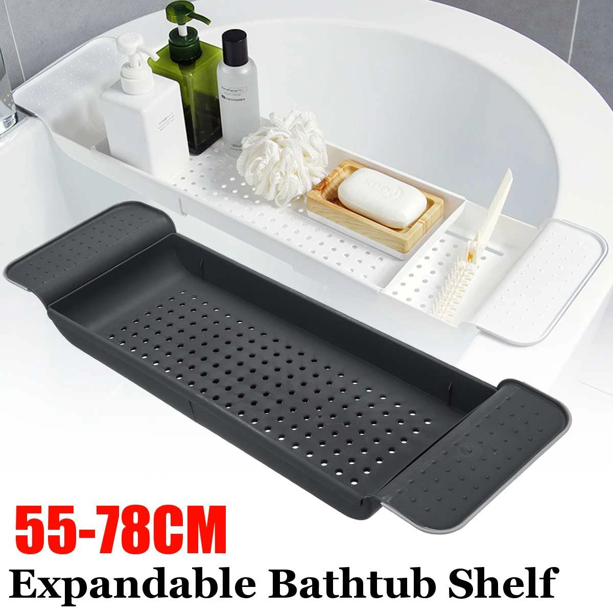 Bath Tub Bathtub Shelf Caddy Shower Expandable Rack Holder Tray Over