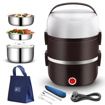 

Portable Office Home Electric Bento Lunch Box 220V Heated Heating Mini Rice Cooker Stainless Steel China Food Warmer Container