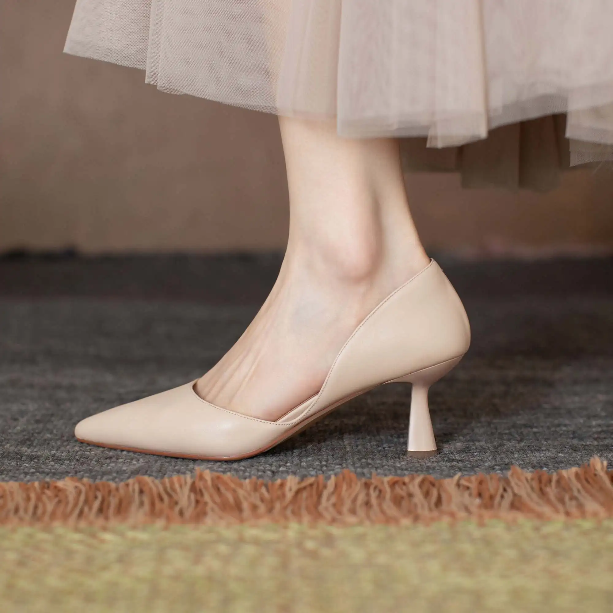 Krazing Pot Full Grain Leather Colorful Pointed Toe Stiletto High Heels Slip On Fashion Shallow Sexy Wedding Wholesale Ins Pumps