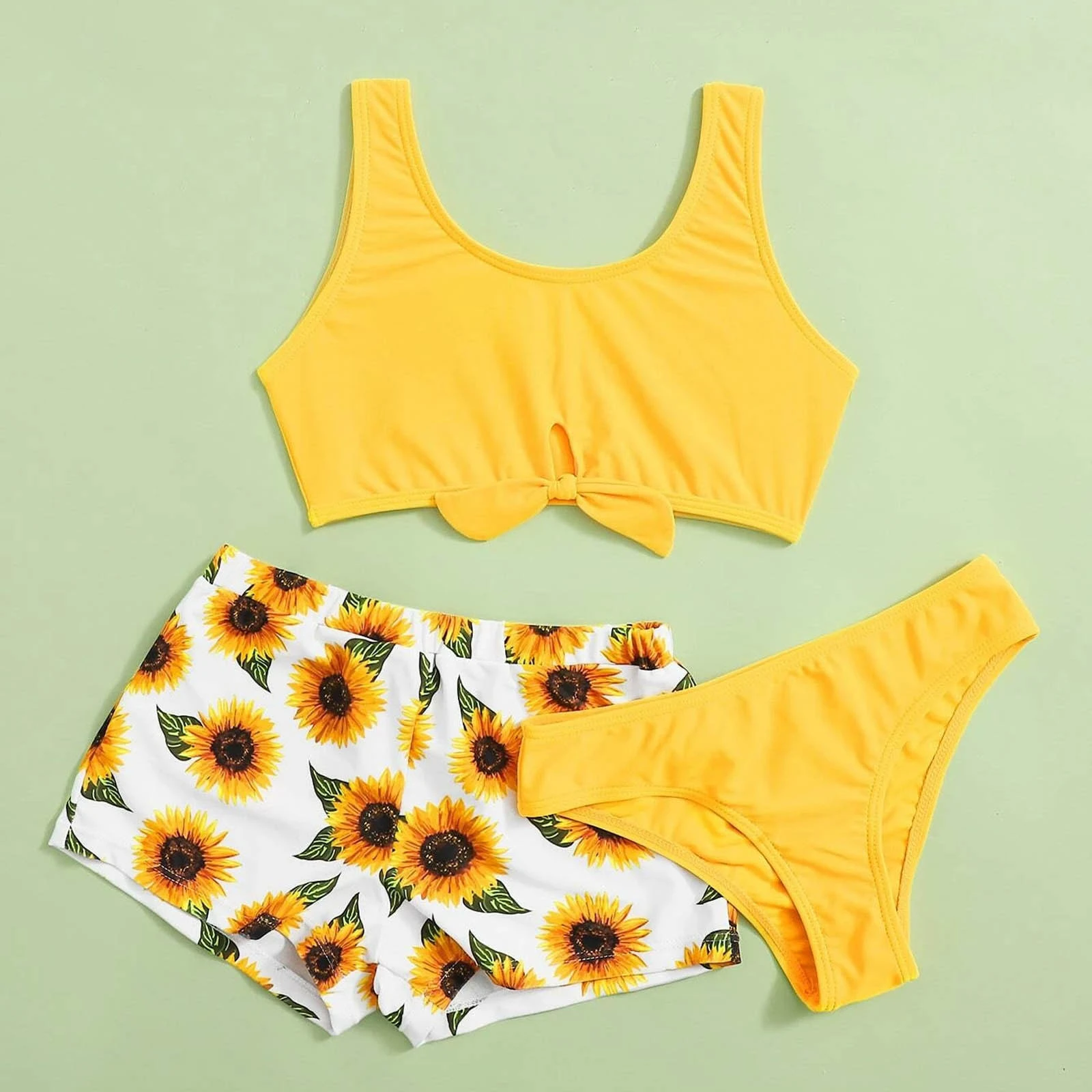2022 New Summer Girls Swimsuit Girls Sling Sunflower Print Swimsuit Split  Swimsuit Beach Bikini Trajes De Baño Para Niñas - Swimwear - AliExpress