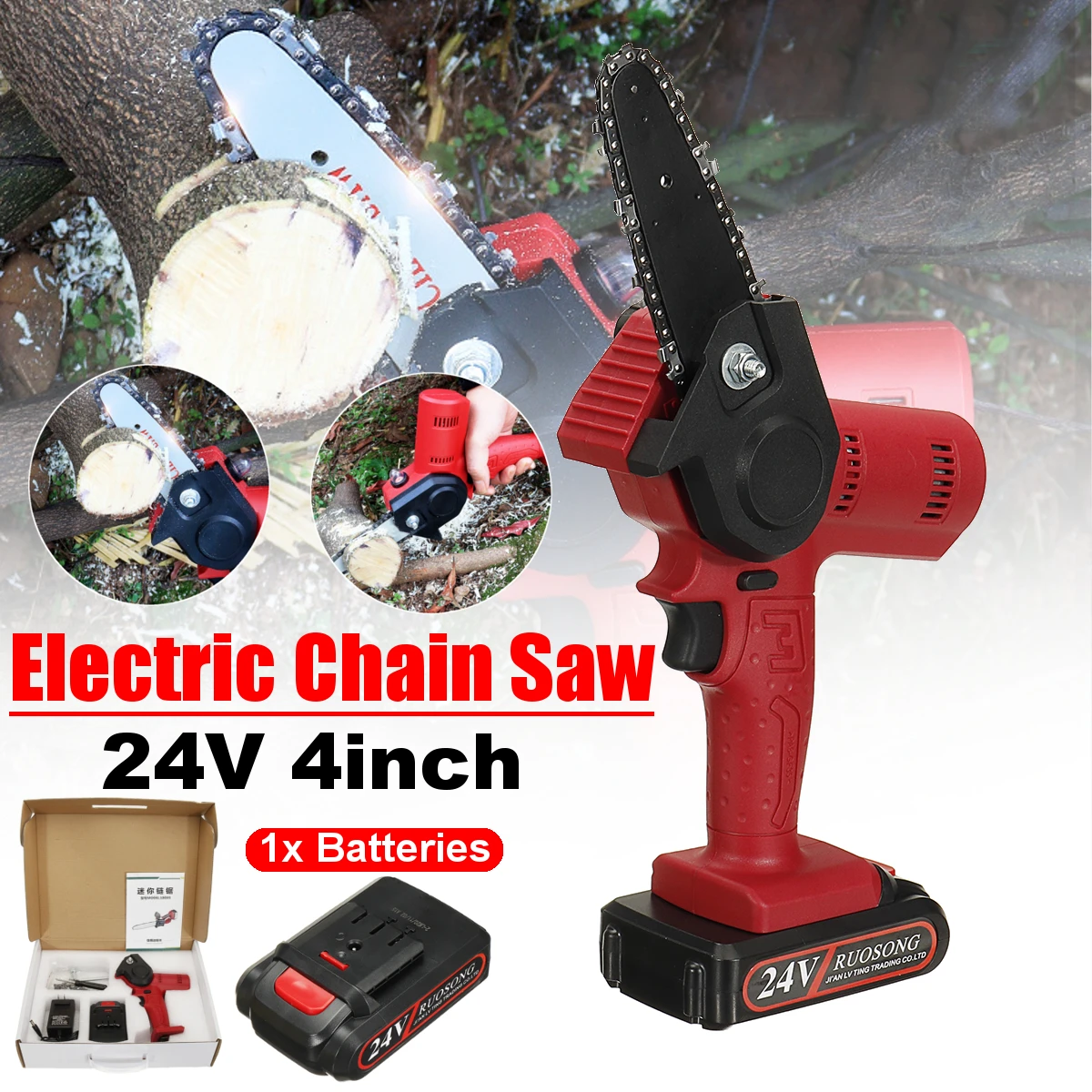 Mini Electric Saw Chainsaw 24V For Woodworking Garden Tools With