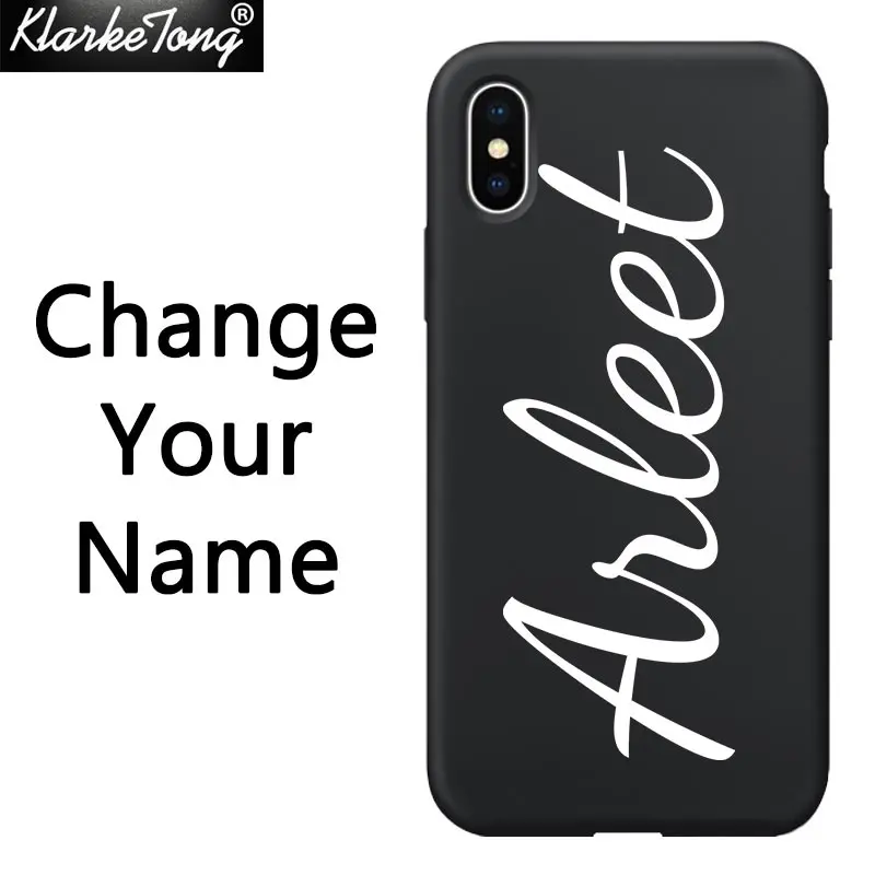 Personalized Custom Name Text Soft Silicone Phone Case For iPhone XS MAX XR 6S 7 8 Plus 11 promax Matte Black TPU Cover - Цвет: DIY4