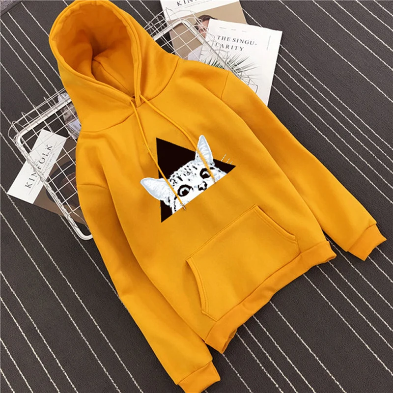 as picture Shellsuning толстовка женская леопардовая с мультяшным принтом Kpop толстовки Harajuku галстук воротник пуловеры желтая повседневная одежда Femme Топы - Цвет: as picture