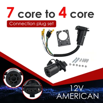 

7 Way RV Blade Style to 4 Way Flat Trailer Truck Wiring Adapter Light Plug Set Convenient Replace Car Accessories
