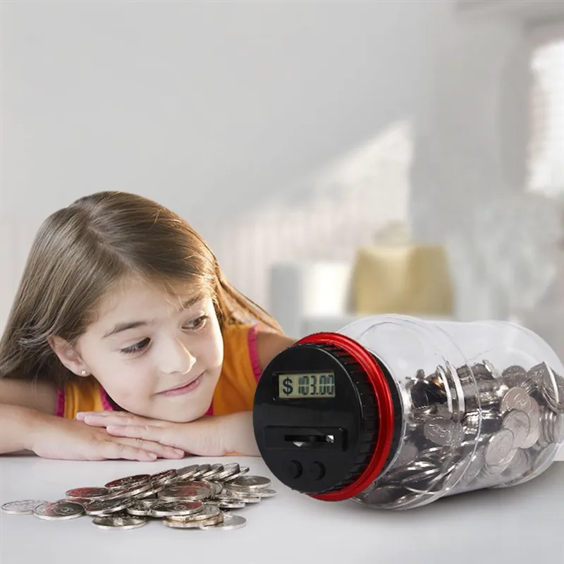 Piggy Bank Coin Counter Electronic Digital LCD Money Automatic Counting Jar Box Saving Piggy Bank Coins Storage Box Dropship