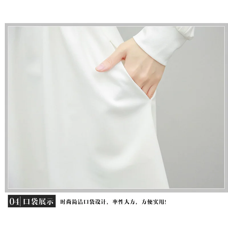 2019 Spring Autumn Fashion Women Bust Zippers Dress Solid Pleated o-neck Ladies Dresses Evening Party Loose large size DJ049