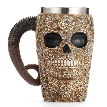 

Skull-shaped Household Beer Mug Broken-Resistant Halloween 3D Vintage Resin Coffee Tea Cup Retro Drinkware Festival Gift