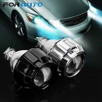 

FORAUTO Motorcycle Car Headlight Accessories 2.5 Inch For H1 Xenon LED Bulb H4 H7 Xenon HID Projector Lens Silver Black Shell