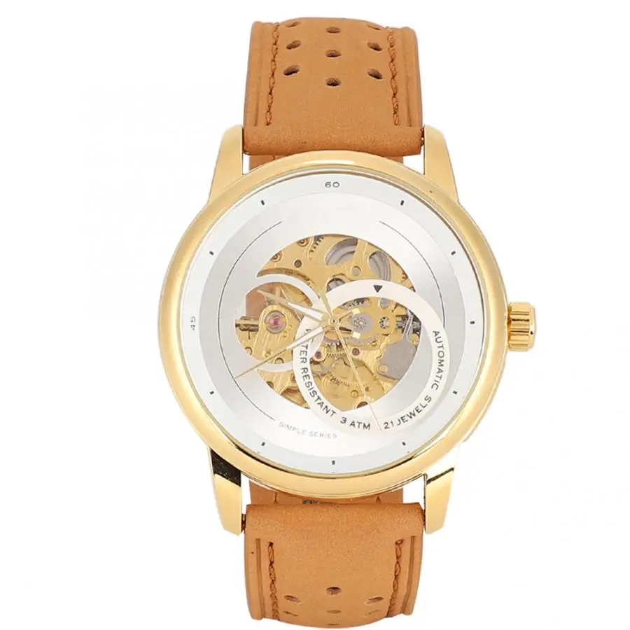 Watch Unique Hollow Design Fashion Men Round Dial Hollow Waterproof Automatic Wristwatch Mechanical Watch Gift Watches for Men