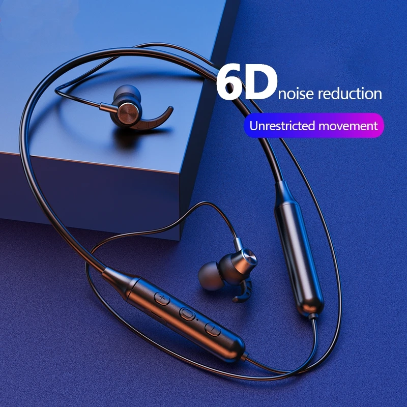 Bluetooth 5 0 Wireless headphones Sports earphone Stereo Subwoofer Hanging Neck Metal Magnetic Bluetooth Headphone