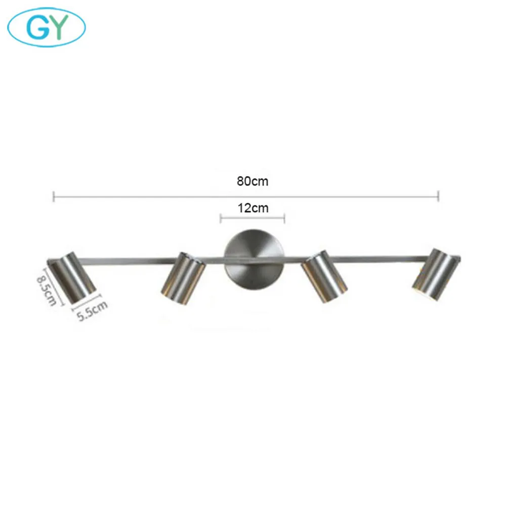 nickel 4light Промышленный GU10 светодиодный настенный светильник для ванной комнаты, зеркальный светильник, черно-белый никель, регулируемые настенные бра, косметическое зеркало для макияжа, лампа - Цвет абажура: nickel 4light