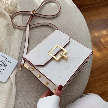 

Stone Pattern Crossbody Bags for Women Chic Lock Rivet Women's Shoulder Bag Fashion Design Stone Pattern Ladies Messenger Bags